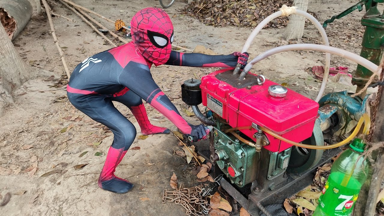 WOW!! Real Spiderman Started New  China J.D  Salo Machine.Funny Style Machine Start.