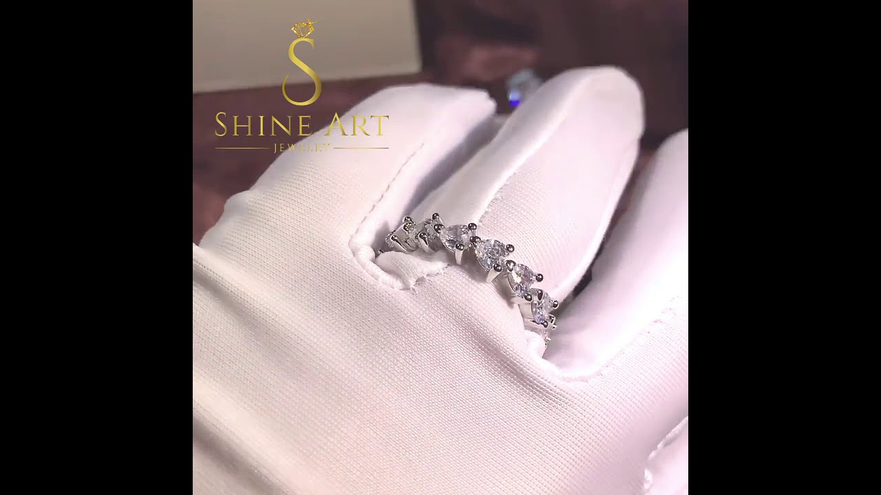 Heart Moissanite Eternity Ring, Heart Full Eternity Band, Ring Enhancer, Heart Wedding Band