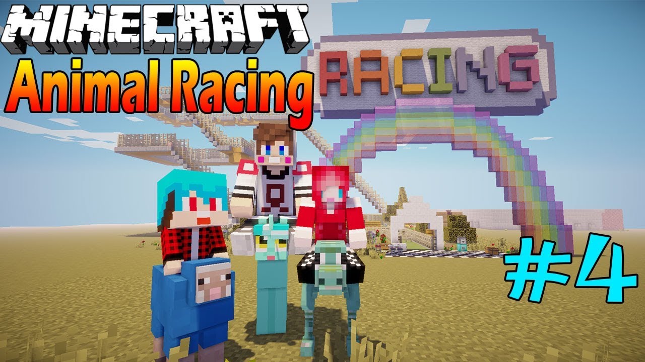 Minecraft AnimalRacing #4 แข่งขี่สัตว์กับเต้ JK 😜 - YouTube