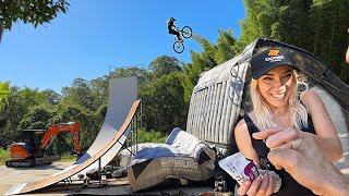 Women&#39;s MTB World Champion rides my Mega Ramp!