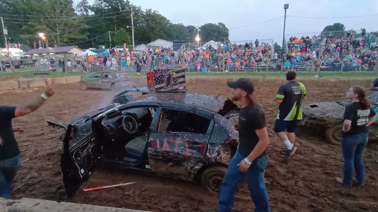 GSP promotions Venango county Fair derby 8-2-25 4-cylinder stock compacts class cleanup 