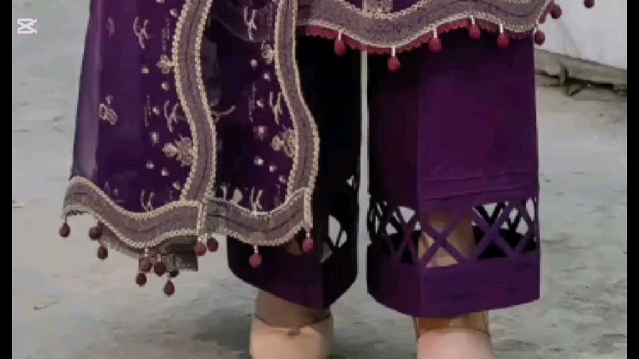 Latest Trouser Bottom Designs | Embroidered, Tassels & Scallop Hem Styles | Rang-o-Libas