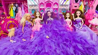 20 Minutes Satisfying Unboxing Five Barbie Princesses Doll Dress Up, Bedroom Play Set Review｜ASMR