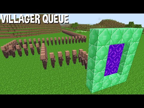 WHY this VILLAGERS QUEUE want to enter to EMERALD WORLD in Minecraft ! RAREST PORTAL !