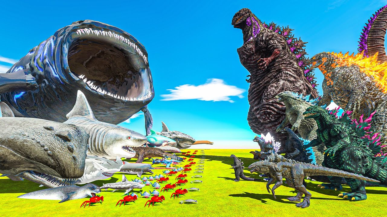 Legendary Sea Monsters Size Comparison vs Godzilla Evolution - Animal Revolt Battle Simulator
