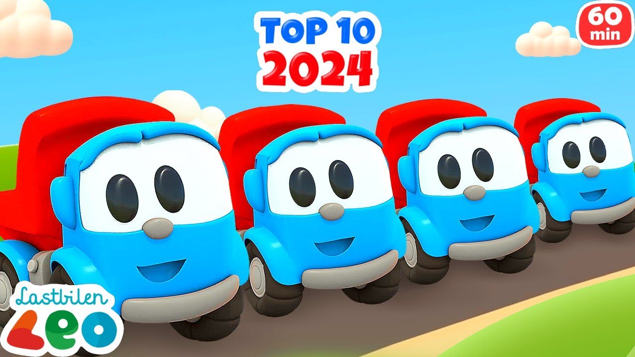 Lastbilen Leo TOPP 10 | Tecknade filmer för barn och bilspel. Lastbilar och fordon för barn