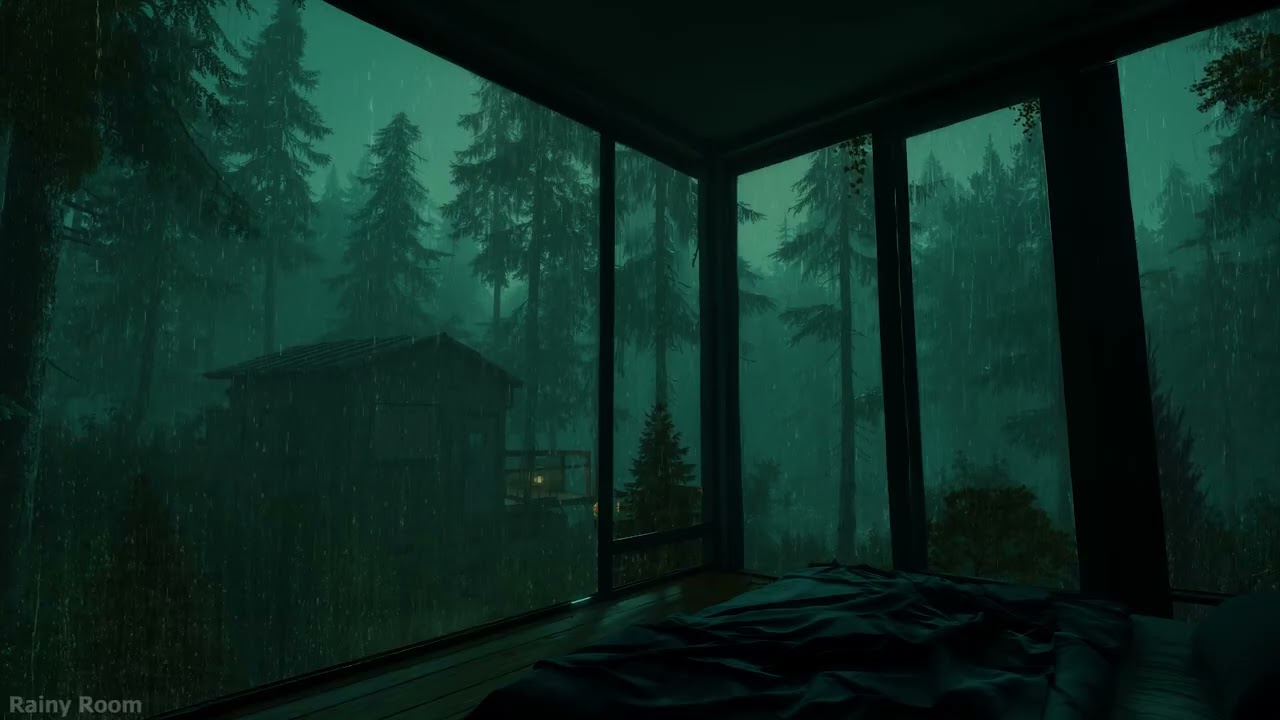 Peaceful Night Rain & Forest Sounds | Dark Room Ambience to Unwind, Heal & Sleep Better