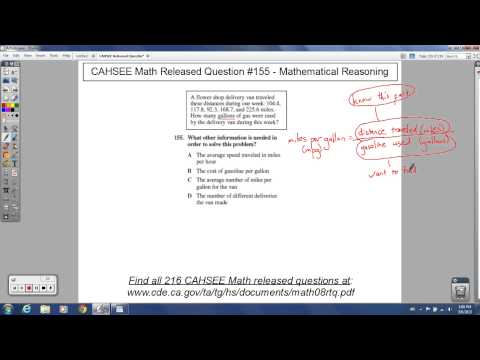 CAHSEE Math - Released Question #155 (Mathematical Reasoning with Word Problems)