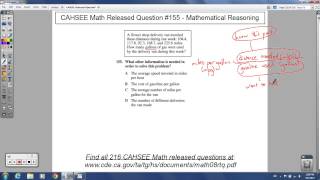 CAHSEE Math - Released Question #155 (Mathematical Reasoning with Word Problems)