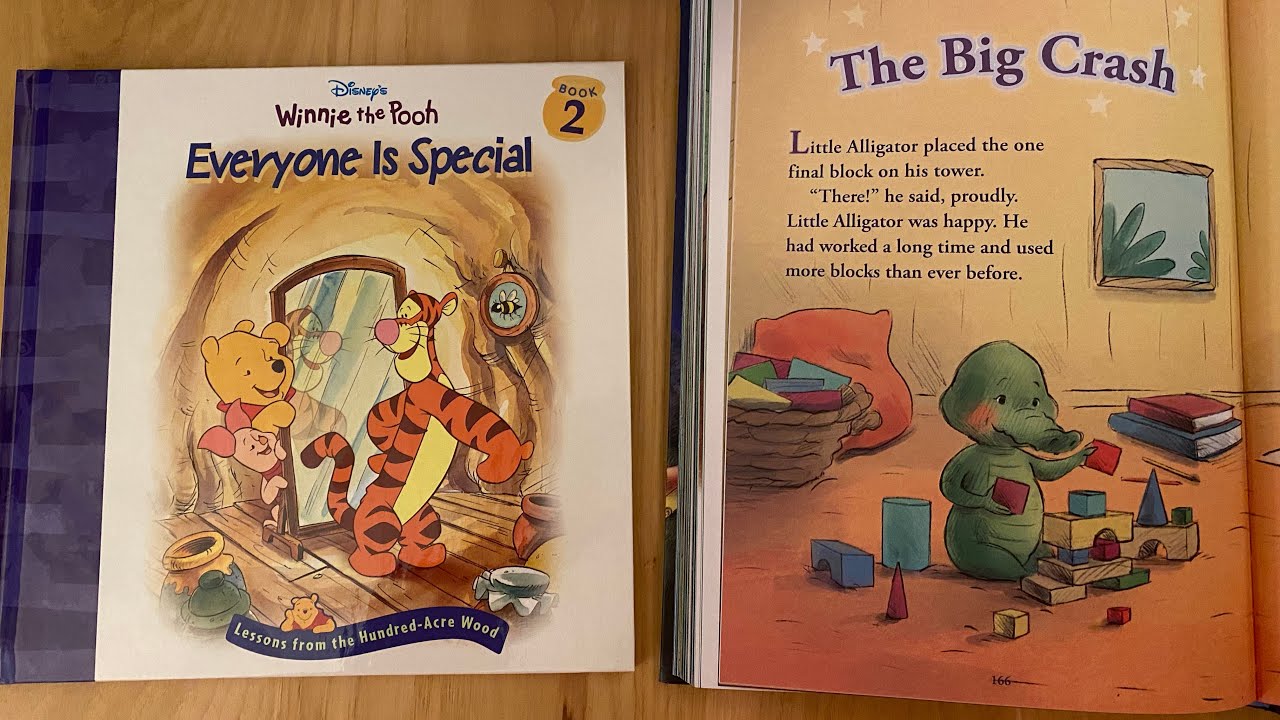 Reading Disney’s “Winnie the Pooh Everyone Is Special” and “The Big Crash”