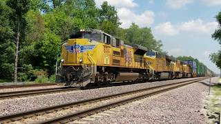 UNION PACIFIC WEST BOUND STACK TRAIN AT LA FOX,  IL