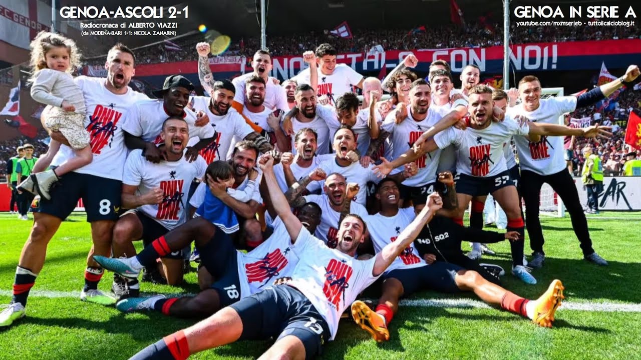 GENOA-ASCOLI 2-1 - Radiocronaca di Alberto Viazzi (6/5/2023) GENOA IN SERIE A (Rai Radio 1)