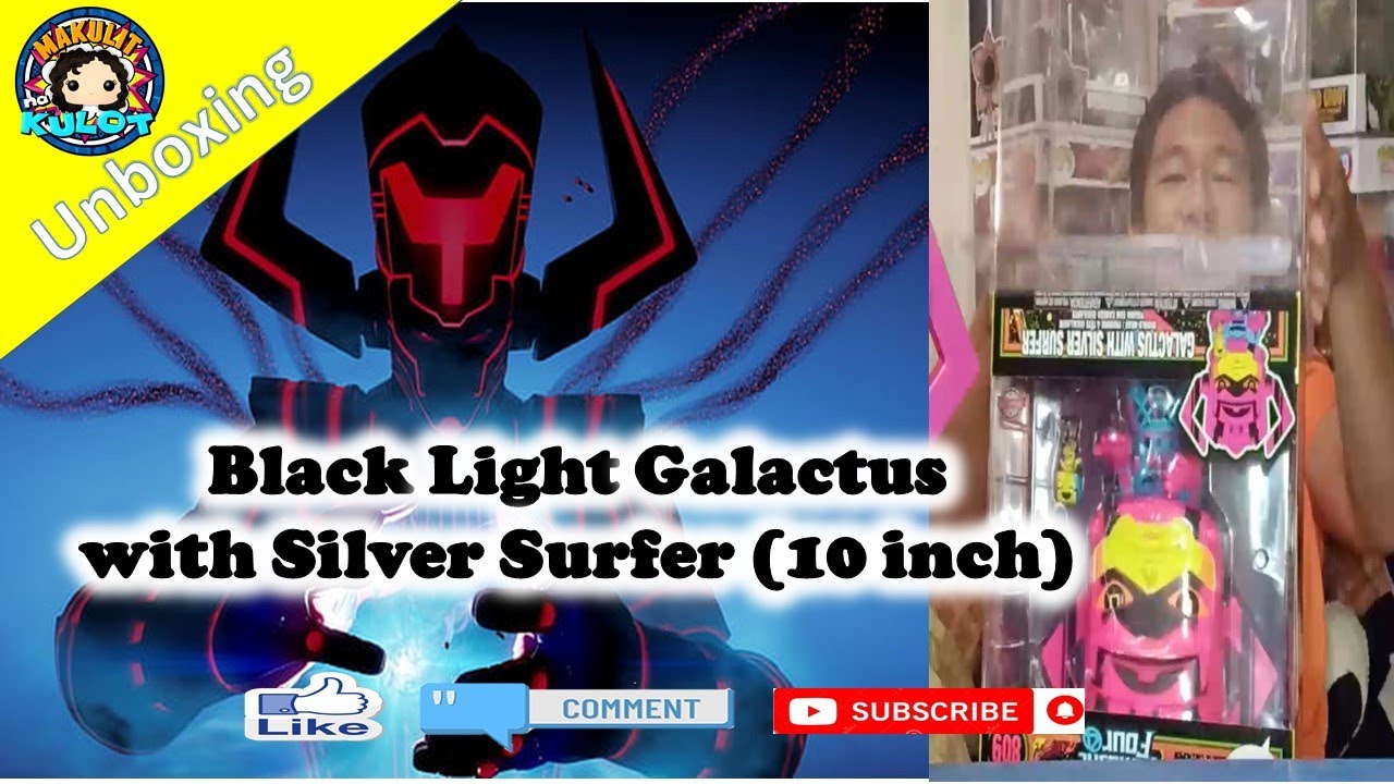 Black Light Galactus with Silver Surfer 10-inch Metallic - Unboxing Side by Side with OOB Regular Gl