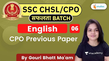 12:00 PM - SSC CHSL/SSC CPO | English by Gauri Bhatt | CPO Previous Paper