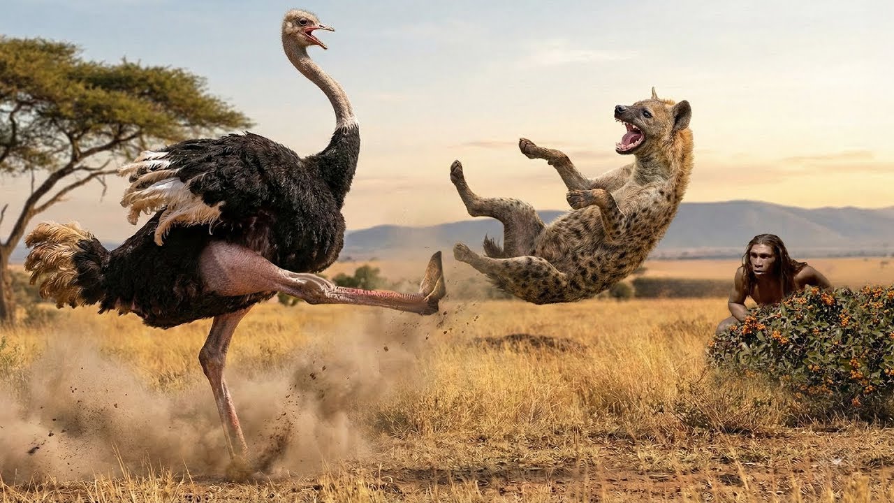 Life 3.2 Million Years Ago: The Giant Ostrich Ancestor Encounters Homo Habilis ?