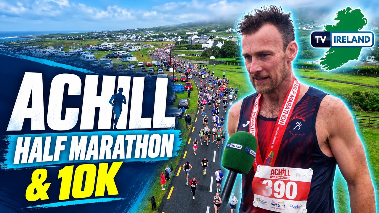 Join TV Ireland on Achill Island, Co. Mayo, for the Achill Half Marathon & 10K 2026, one of the west of Ireland’s most spectacular and challenging road-running events.

Held on Saturday, 4 July, the 21st annual event welcomed runners to Keel for a memorable day of racing through Achill’s dramatic Atlantic landscape. Starting and finishing at Keel Sandybanks, competitors faced a demanding course made even tougher this year by wet conditions and strong winds.

With almost 1,500 runners completing the Half Marathon and 10K, the event once again brought together athletes, families, volunteers and supporters from near and far.

Our programme captures the racing, incredible scenery, atmosphere along the route and celebrations at the finish line, while meeting some of the people who make the Achill Half Marathon such a special fixture on Ireland’s running calendar.

From serious competitors chasing fast times to runners taking on a personal challenge, it’s a celebration of sport, community and the unique beauty of Achill Island.

🎥 Produced by: TV Ireland