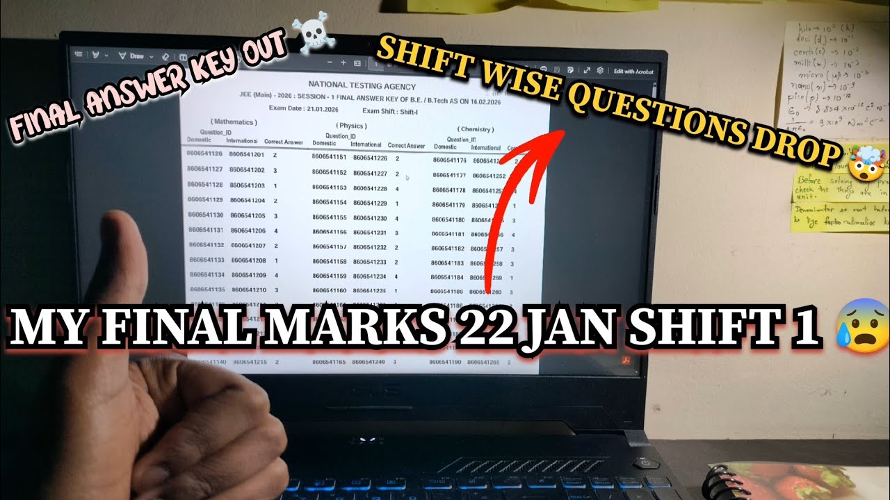 *Final answer key out☠️|My final marks 22 jan shift 1 😰||Multiple questions drop😭