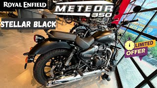 2025🔥 New Royal Enfield Meteor 350 Stellar Black Walkaround Review✅🔥