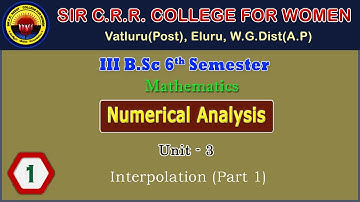 1. BSc 3/6 - Maths - Numerical Analysis - Unit 3 - Interpolation - Part 1