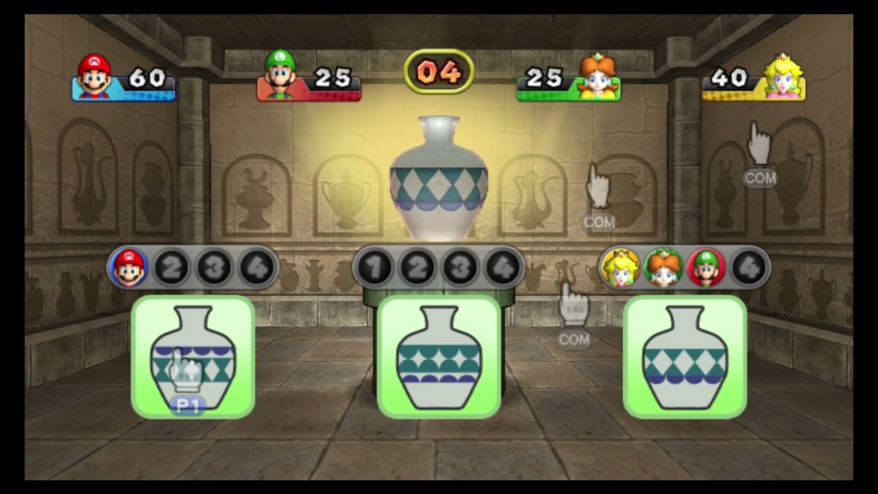 Mario Party 9-Magma Mine Mario vs Luigi vs Peach vs Daisy, gameplay on Nintendo Wii