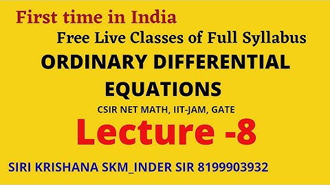 LEC 8 #ODE #LI #LD #secondorder #differential #equation with  #constantcoeff SiriKrishanaSKMInderSir