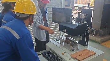 Automatic dot peen marking machine for steel sleeves on site test for ship builder. #markingmachine