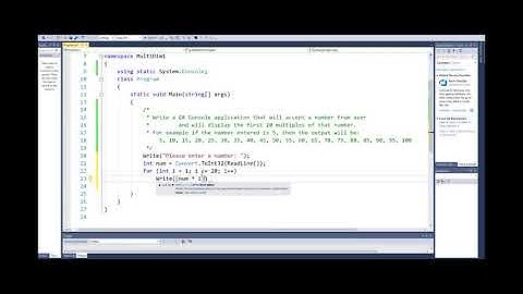 First 20 Multiples of a Number   Assignment 5 Problem 1   C Sharp Programming