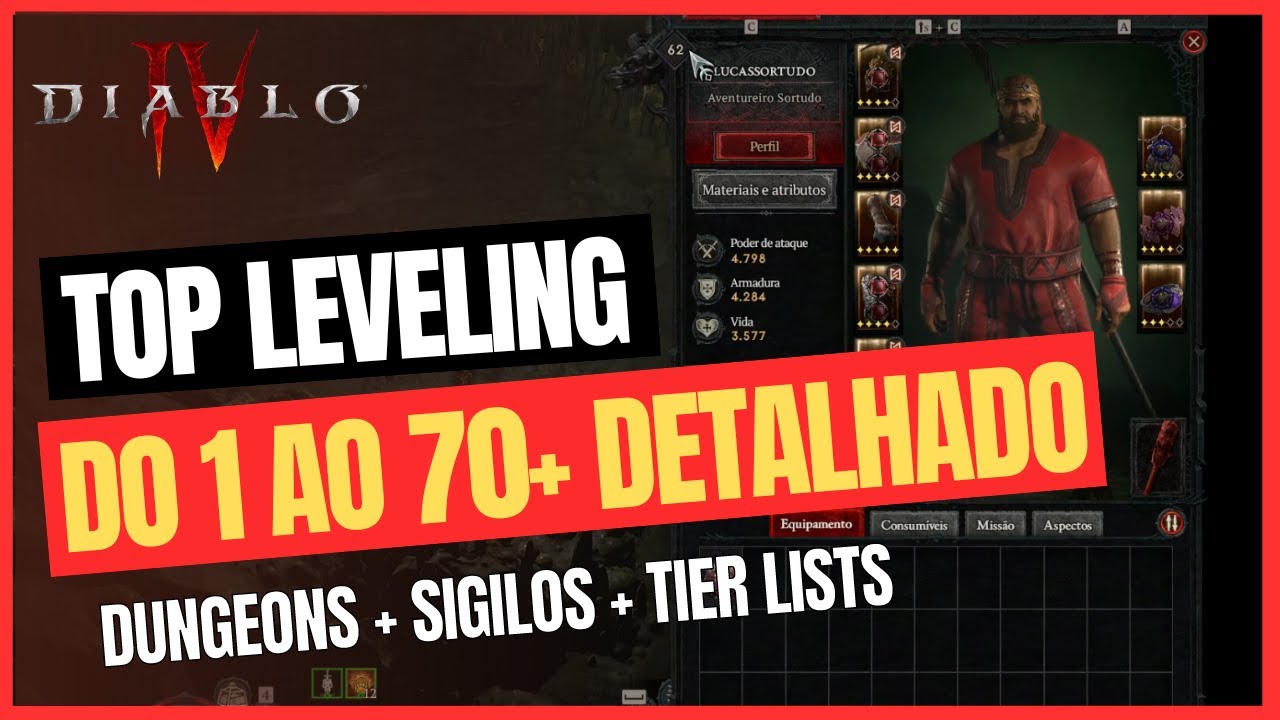 Diablo IV - Dia 3 - Do level 1 ao 70+ DETALHADO! TOP Dungeons, Rotas
