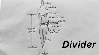 Information Divider instrument sketch drawing. Free hand sketch drawing divider Guide