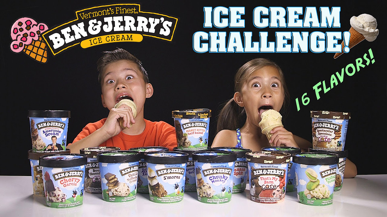 ICE CREAM CHALLENGE Ben  Jerrys 16 Flavor Taste Test