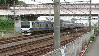 常磐線　E531系K478編成　561M　普通 いわき 行　鹿島臨海鉄道大洗鹿島線　6000形「アクアワールド大洗」+「ガルパン4号車」　普通 水戸 行　水戸～勝田　東水戸　通過　2023.06.11