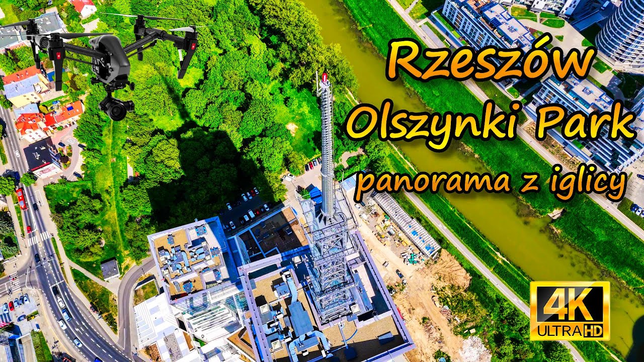 Olszynki Park – wiosenna panorama Rzeszowa z iglicy wieżowca (dron 4K)