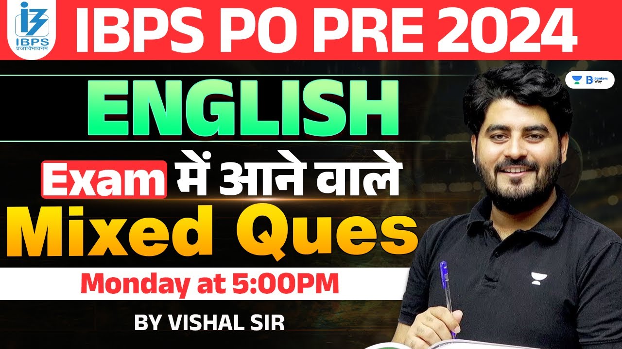 Complete English Mixed Questions For IBPS PO Pre 2024 | By Vishal Sir ...