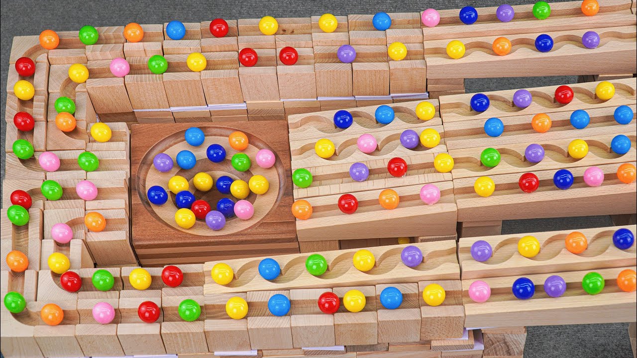 マーブルランレース☆キュボロと水道管＋トラック＋貯留プレート＋丸い芝生＋ボーネルンドクアドリラ＋踏切