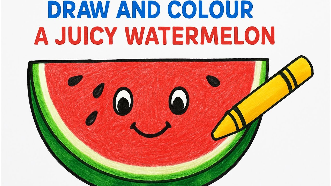 How to Draw and Colour a Juicy Watermelon | Creative Blooms |Fruits series 