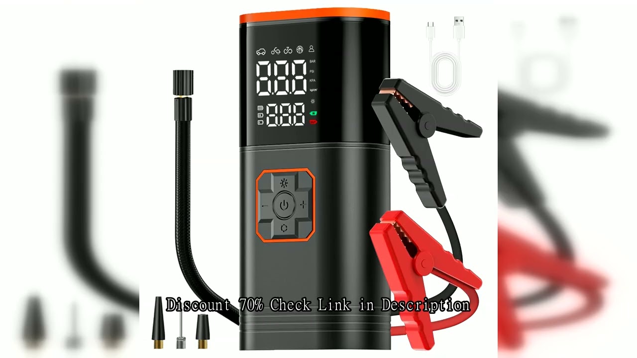 Digital Display Portable Tire Inzzator, USB Rechargeable Air Compressor for Car Bike Motorcycle Tire