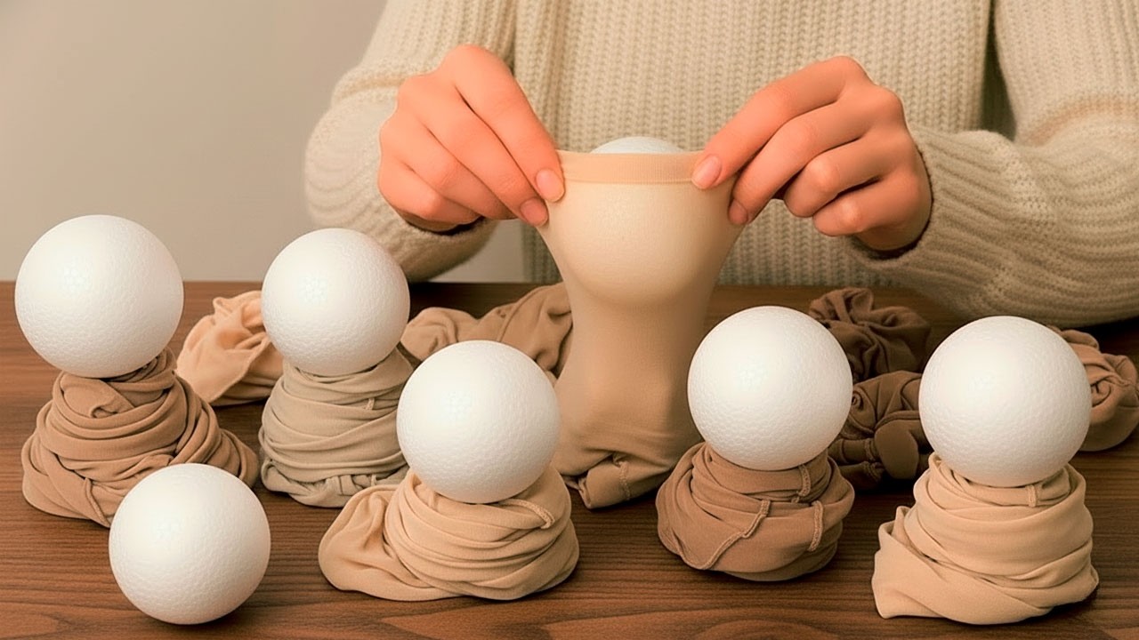 WOW!😍 Incredible DIY Idea using Women’s tights and Styrofoam balls! Home Decor Ideas
