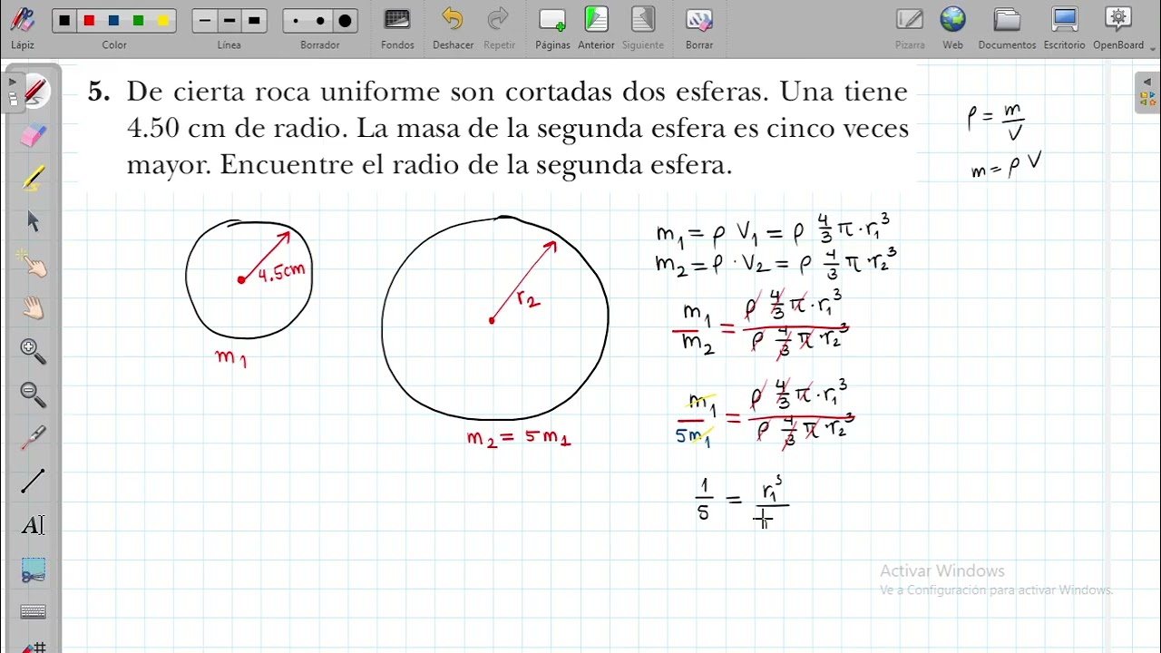 P1 5  Dos esferas de igual densidad y sus radios