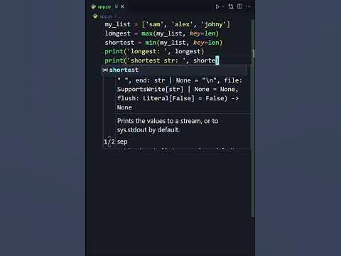 Longest and shortest string from a list in python #shorts #python #code ...