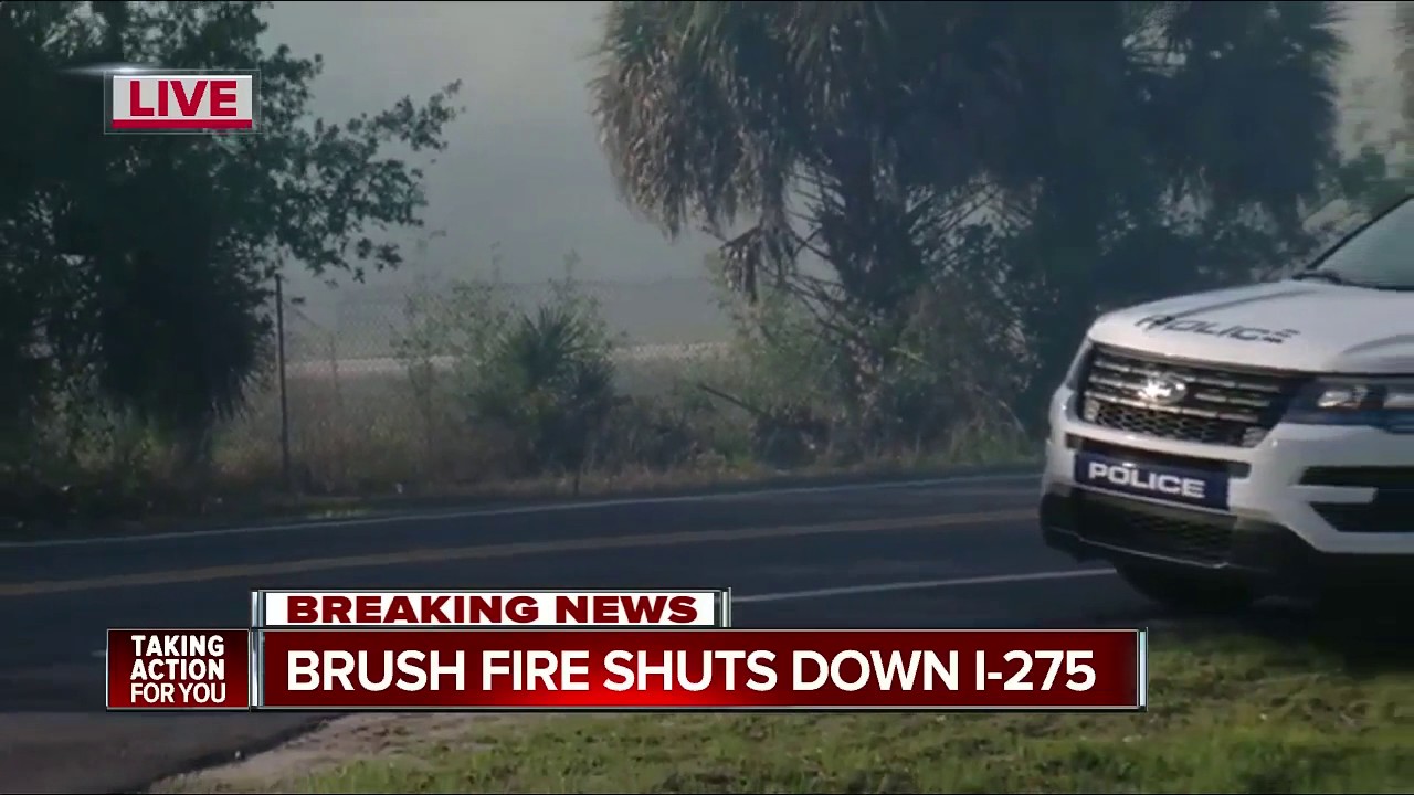 Brush fire shuts down I-275 - YouTube