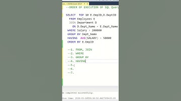 Thumbnail of What is the Order of Execution in SQL query? #sqlinterviewquestions #orderOfExecution #sql
