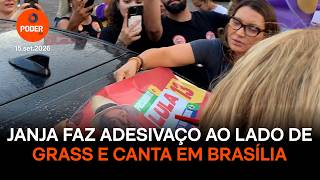 Janja joins Grass for a campaign sticker event and sings in Brasília