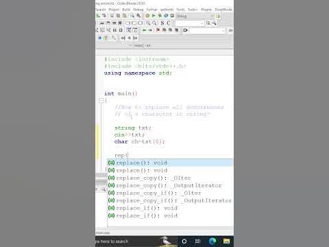 How to replace all occurrences of a character in string c++ - YouTube