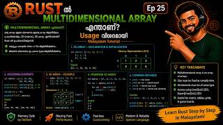 Rust ൽ Multidimensional Array എന്താണ് Usage വിശദമായി | Malayalam Tutorial | Ep 25