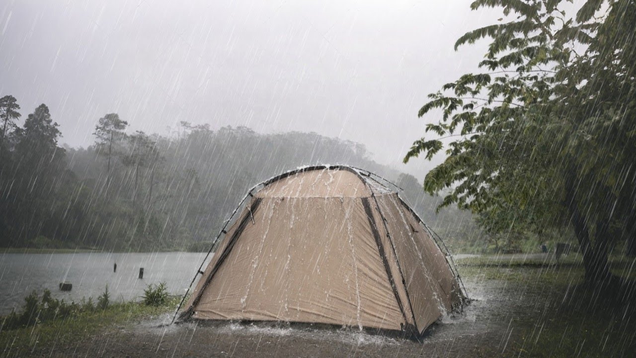 AMAZING‼️SCARIEST STORM NEAR LAKE ⛈️ CAMPING HEAVY RAIN || RELAXING RAIN SOUNDS