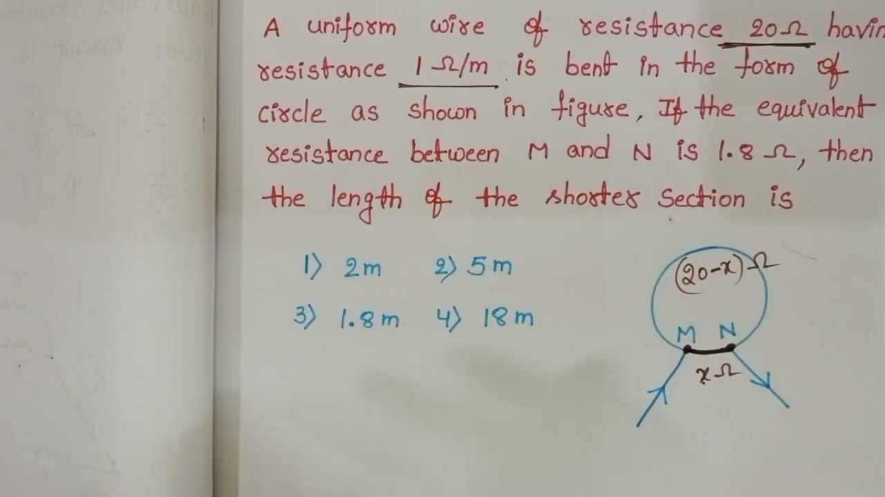 A Uniform Wire Of Resistance 20 Ohm Having Resistance 1 Ohm m Is Bent A Uniform Wire Of Resistance 20 Ohm Having Resistance 1 Ohm m Is Bent