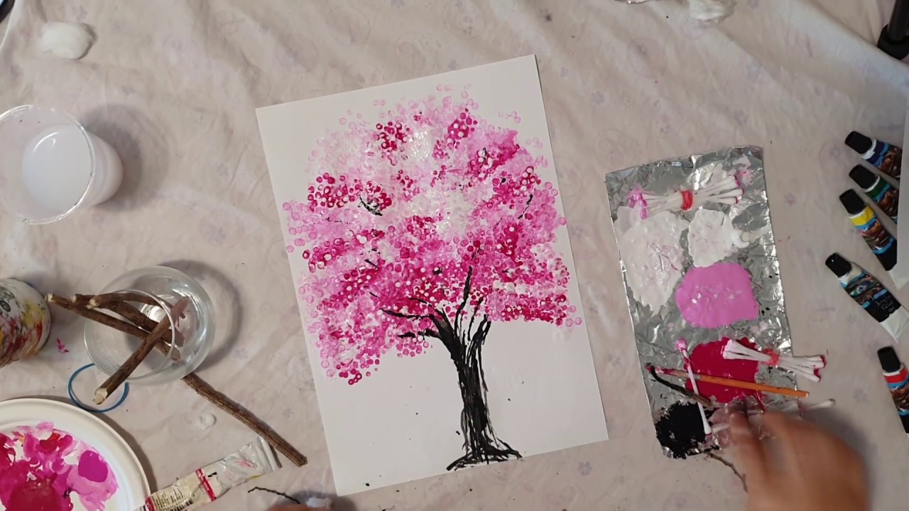 Blossom Tree Art Cotton Buds YouTube