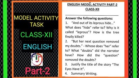 Solution of English Model Activity Task Part-2||for Class-XII under WBCHSE