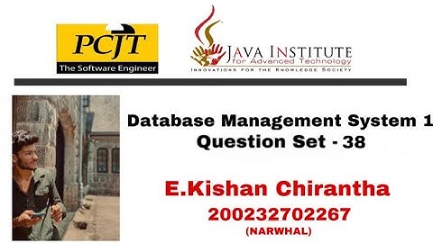Question Set 38 | Database Management System | Kishan Chirantha | Java Institute
