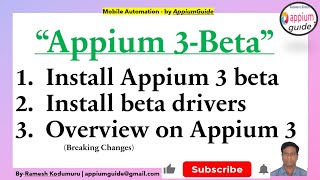 1. (Appium 3-Beta) Setup Guide – Installation, Beta Drivers & Key Breaking Changes You Should Know